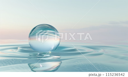 This 3D render features a clear glass shape and reflection of the water surface. It is a simple modern minimalist wallpaper. This 3D render features a clear glass shape and reflection of the water surface. It is a simple modern minimalist wallpaper. 115236542
