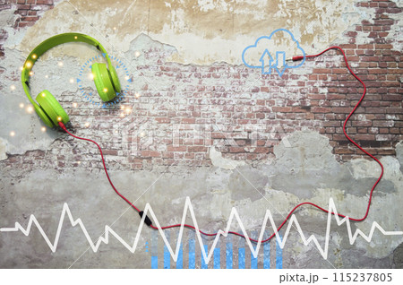 Concept, listening to music from anywhere through the cloud system 115237805