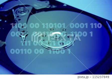 hard drive, concept The hard drive is where important data is stored., the blue light that shines on the hard drive. 115237849