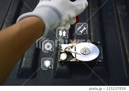 Hard drive is an important storage device, concept of data protection with security. 115237858