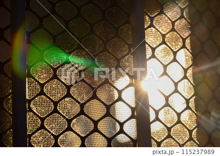 Air vents that are old and dusty, dust is clearly visible. when the sunlight shines through 115237989