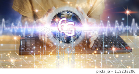 6G network concept, high speed mobile internet New age network, business concept, modern technology internet and network 6G network concept, high speed mobile internet New age network, business concept, modern technology internet and network 115238206