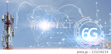 6G network concept, high speed mobile internet New age network, business concept, modern technology internet and network 115238214