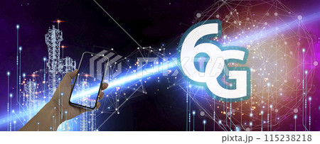 6G network concept, high speed mobile internet New age network, business concept, modern technology internet and network 6G network concept, high speed mobile internet New age network, business concept, modern technology internet and network 115238218