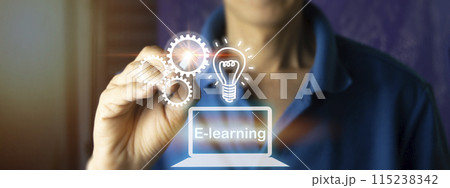 Concept of e-Learning, a learning management system through a network (Learning Management System) with an emphasis on learners as the center. in teaching and learning Blended style with regular class 115238342