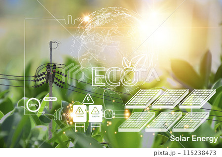 Concept of clean energy, energy from sunlight are in great demand Concept of clean energy, energy from sunlight are in great demand 115238473