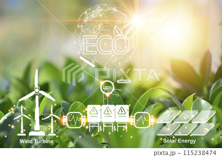 Concept of clean energy, solar energy, wind energy are in great demand Concept of clean energy, solar energy, wind energy are in great demand 115238474
