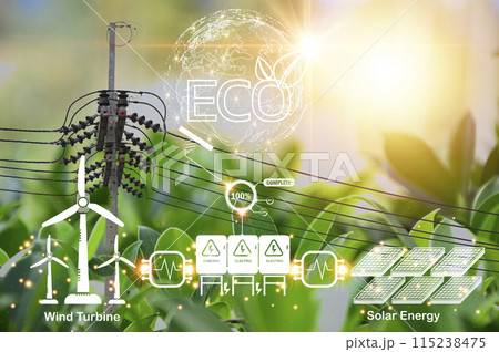 Concept of clean energy, solar energy, wind energy are in great demand Concept of clean energy, solar energy, wind energy are in great demand 115238475