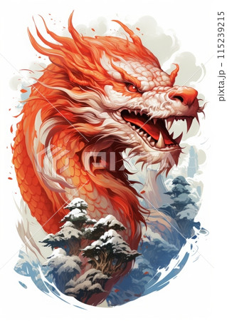 Painting and design of ancient dragon suitable for background, design, art or wallpaper. Painting and design of ancient dragon suitable for background, design, art or wallpaper. 115239215