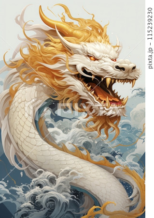 Painting and design of ancient old dragon suitable for background, design, art or wallpaper. 115239230