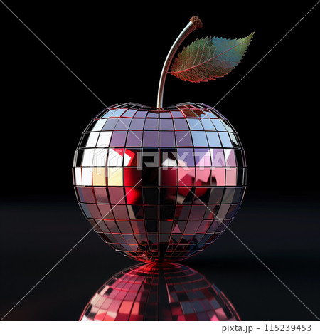 Red Apple Surface Made of Disco Ball Mosaic Mirror Red Apple Surface Made of Disco Ball Mosaic Mirror 115239453