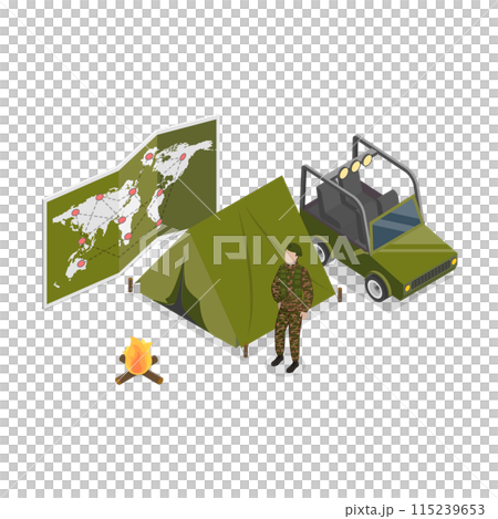 3D Isometric Flat Illustration of Millitary...のイラスト素材 [115239653] - PIXTA