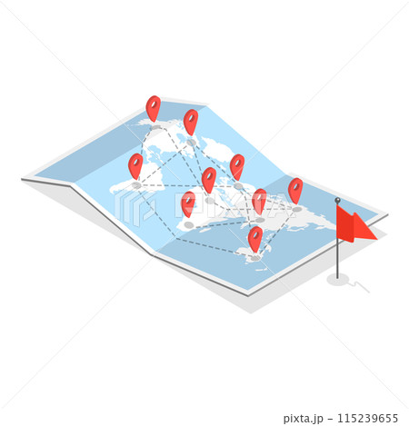 3D Isometric Flat  Set of Camping Equipments. Item 8 115239655