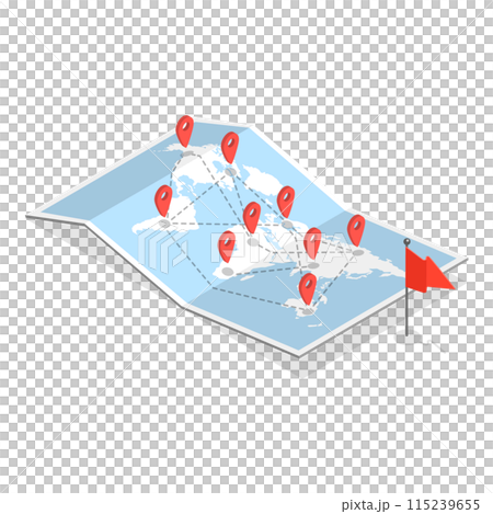 3D Isometric Flat  Set of Camping Equipments. Item 8 115239655