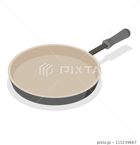 3D Isometric Flat Set of Frying Pans. Item 3 3D Isometric Flat Set of Frying Pans. Item 3 115239667