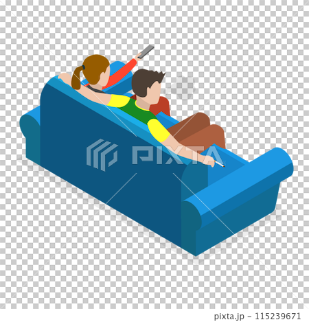 3D Isometric Flat  Set of Smoking People. Item 4 115239671