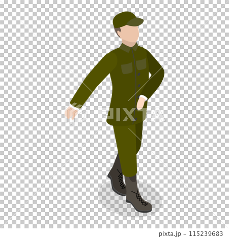 3D Isometric Flat Set of Soldiers in Uniform. Item 5 3D Isometric Flat Set of Soldiers in Uniform. Item 5 115239683