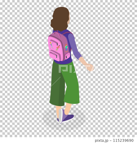 3D Isometric Flat  Illustration of People With Backpacks. Item 6 115239690