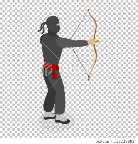 3D Isometric Flat  Set of Ninja Warriors. Item 5 115239692