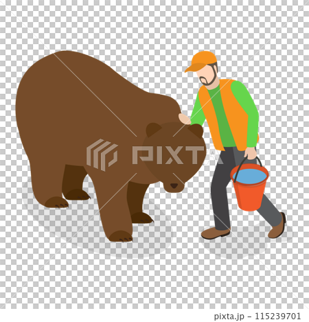 3D Isometric Flat  Set of Zookeepers. Item 3 115239701