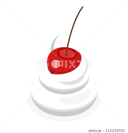 3D Isometric Flat  Set of Whipped Cream with Berries. Item 4 115239703