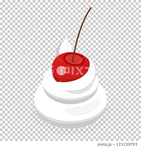 3D Isometric Flat  Set of Whipped Cream with Berries. Item 4 115239703
