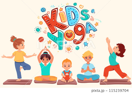 Kids doing yoga poster 115239704