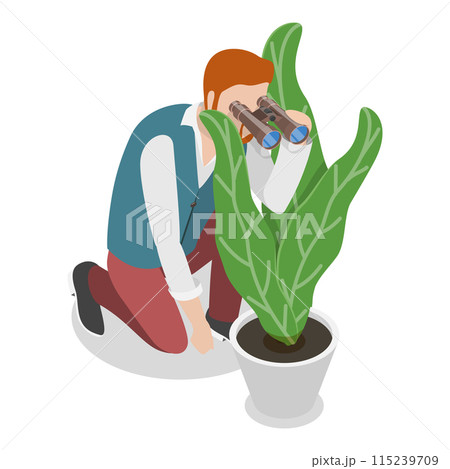 3D Isometric Flat  Set of Spying People. Item 5 115239709