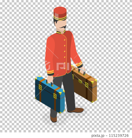 3D Isometric Flat  Set of Hotel Workers. Item 6 115239726