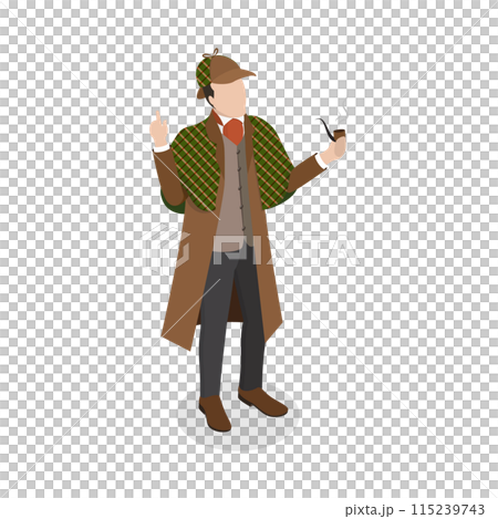 3D Isometric Flat  Set of Inspector Holmes Characters. Item 5 115239743