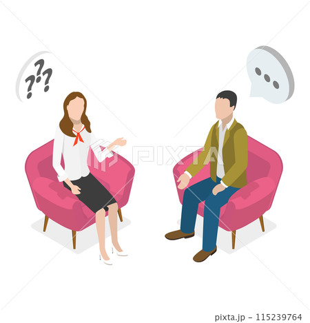 3D Isometric Flat  Illustration of TV Interview. Item 3 115239764