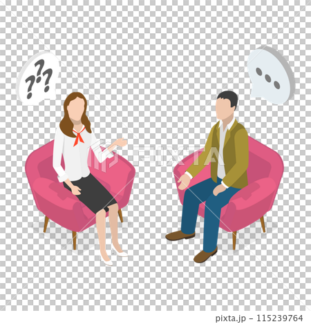 3D Isometric Flat  Illustration of TV Interview. Item 3 115239764