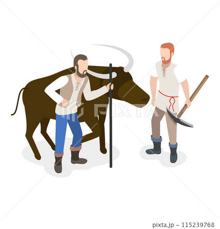 3D Isometric Flat Set of Medieval People. Item 4 3D Isometric Flat Set of Medieval People. Item 4 115239768