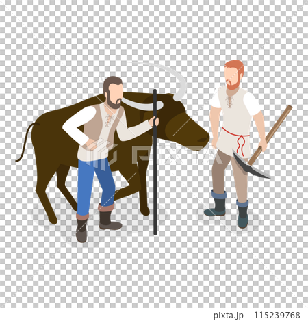 3D Isometric Flat Set of Medieval People. Item 4 3D Isometric Flat Set of Medieval People. Item 4 115239768