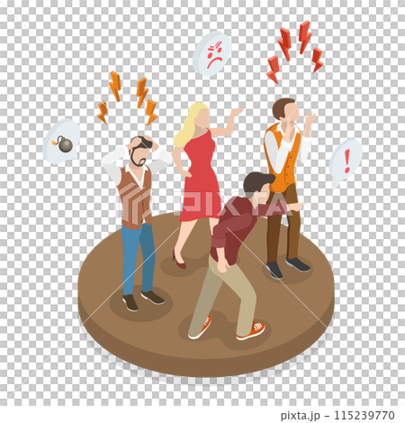 3D Isometric Flat  Illustration of Angry Characters. Item 2 115239770