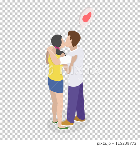 3D Isometric Flat  Set of Happy Love Couples. Item 4 115239772