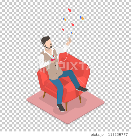 3D Isometric Flat Illustration of Introvert Vs Extravert. Item 2 3D Isometric Flat Illustration of Introvert Vs Extravert. Item 2 115239777