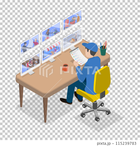 3D Isometric Flat  Illustration of Police Patrol. Item 3 115239783