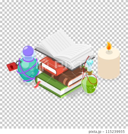 3D Isometric Flat  Set of Fairytale Characters and Items. Item 1 115239935