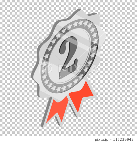 3D Isometric Flat  Illustration of Winner Rosette Set. Item 2 115239945