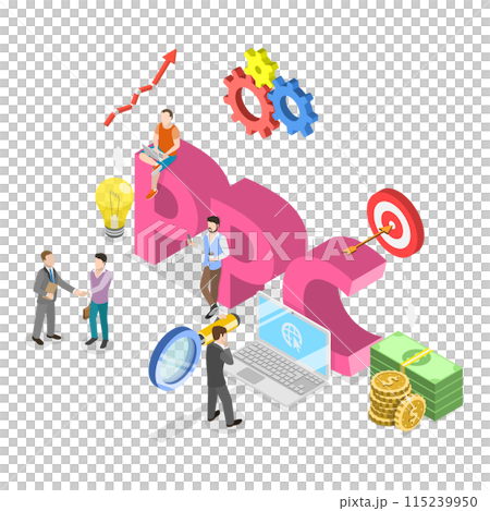 3D Isometric Flat  Illustration of SEO Vs PPC. Item 2 115239950