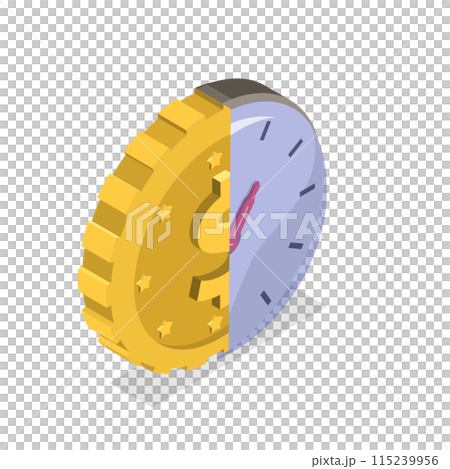 3D Isometric Flat Illustration of Time Is Money. Item 2 3D Isometric Flat Illustration of Time Is Money. Item 2 115239956