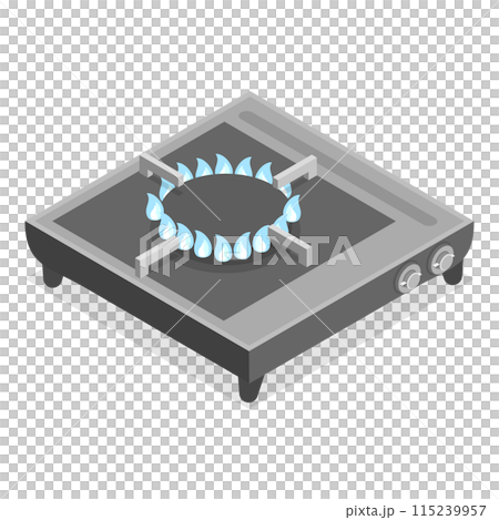 3D Isometric Flat Set of Camping Stoves. Item 3 3D Isometric Flat Set of Camping Stoves. Item 3 115239957