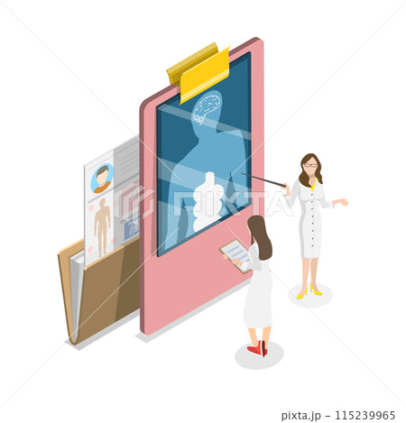 3D Isometric Flat  Illustration of Digestive Tract Diseases. Item 3 115239965