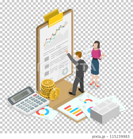 3D Isometric Flat  Illustration of Accounting Services. Item 3 115239983