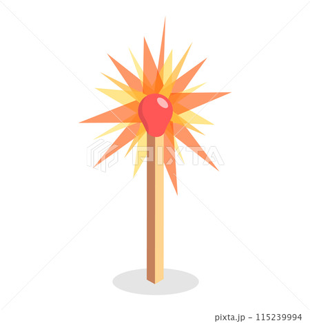 3D Isometric Flat  Set of Burning Matchs. Item 5 115239994