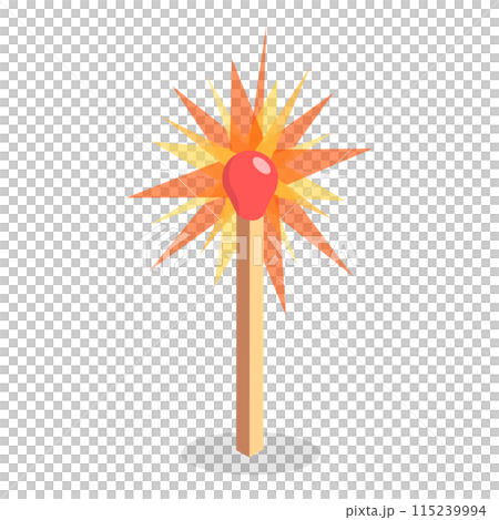 3D Isometric Flat  Set of Burning Matchs. Item 5 115239994