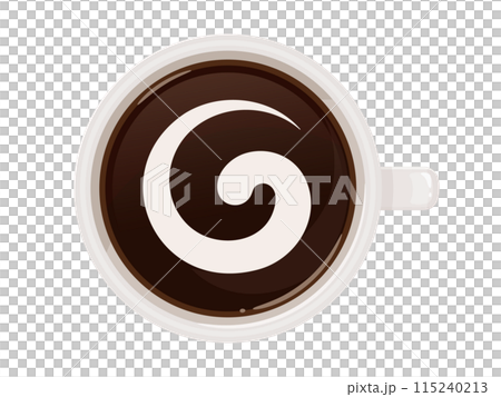 真上から見たコーヒーにミルクを入れるイラスト 115240213
