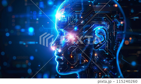 Artificial Intelligence connecting with big data and information technology. Futuristic data concept 115240260