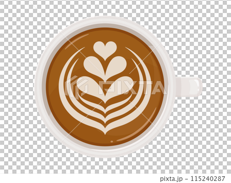 Illustration of latte art from directly above_coffee 115240287